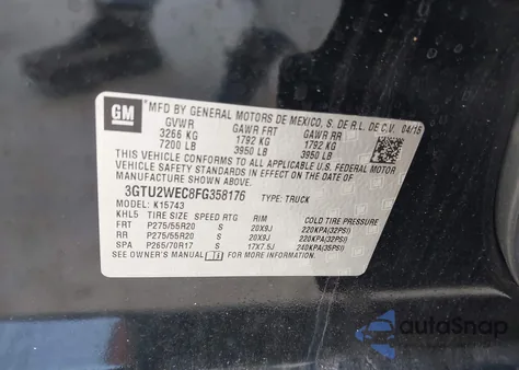 2015 GMC Sierra 1500 Denali from USA, damaged, VIN 3GTU2WEC8FG358176